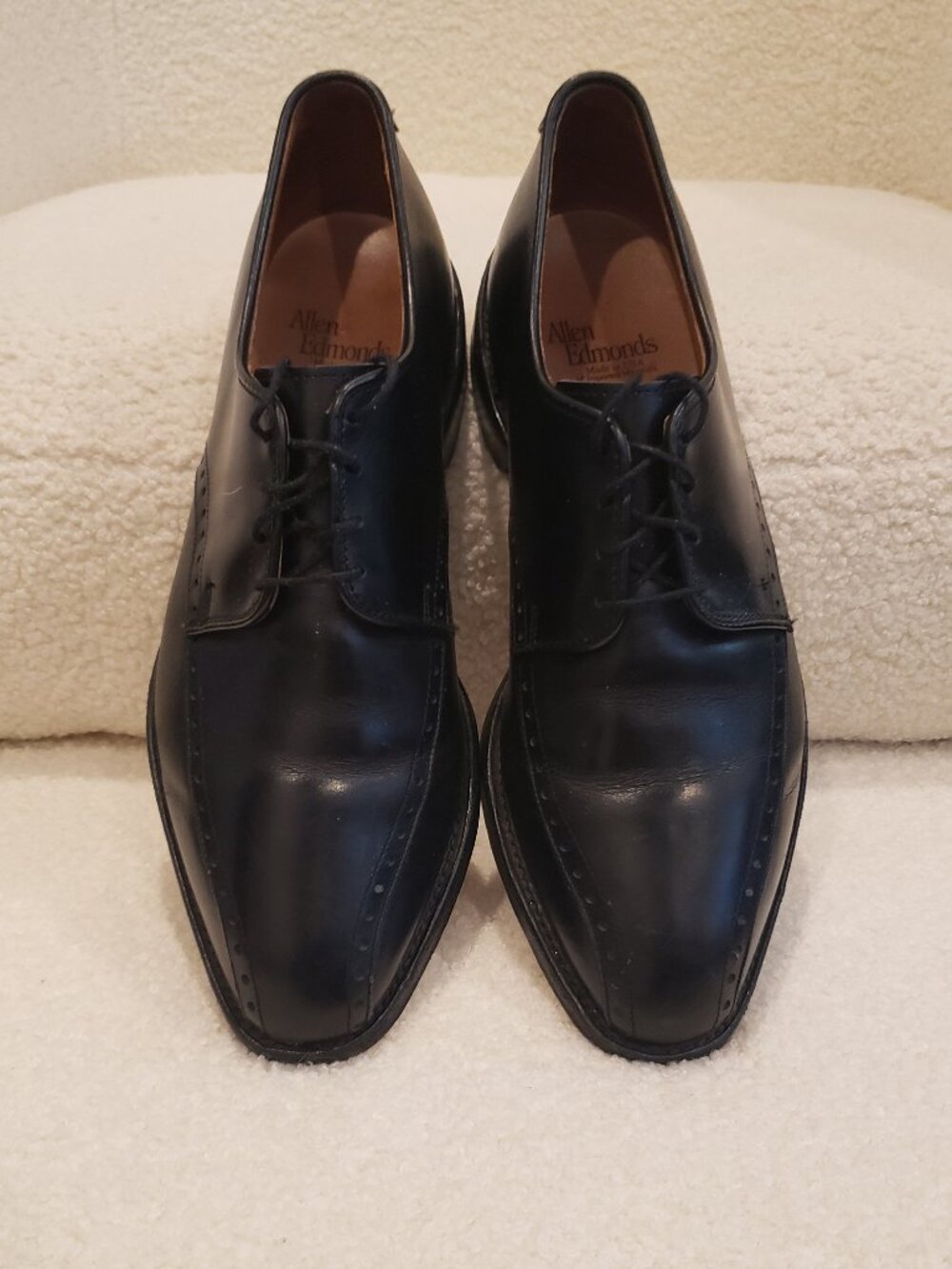 Allen Edmonds Wendell Shoes Mens Black Derby Cap Toe Leather Size 7.5 E